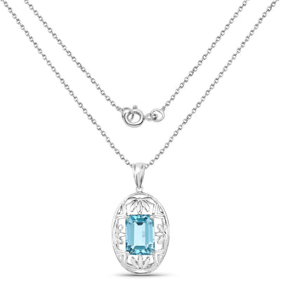 9.60 Carat Genuine Green Topaz Sterling Silver Pendant