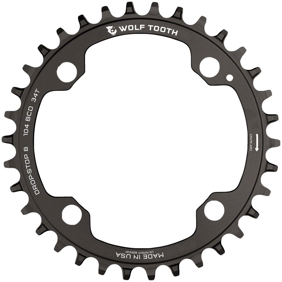 Plato de cadena Wolf Tooth 104 BCD - 34t Negro