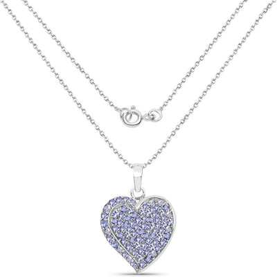 3.97 Carat Genuine Tanzanite Heart Pendant in Sterling Silver