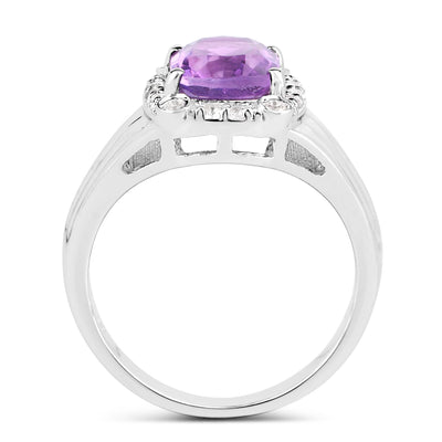 Bague en argent sterling avec améthyste de 2,13 carats et topaze blanche