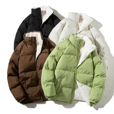 Couples Stand-up Collar Puffer Jacket with Pockets
