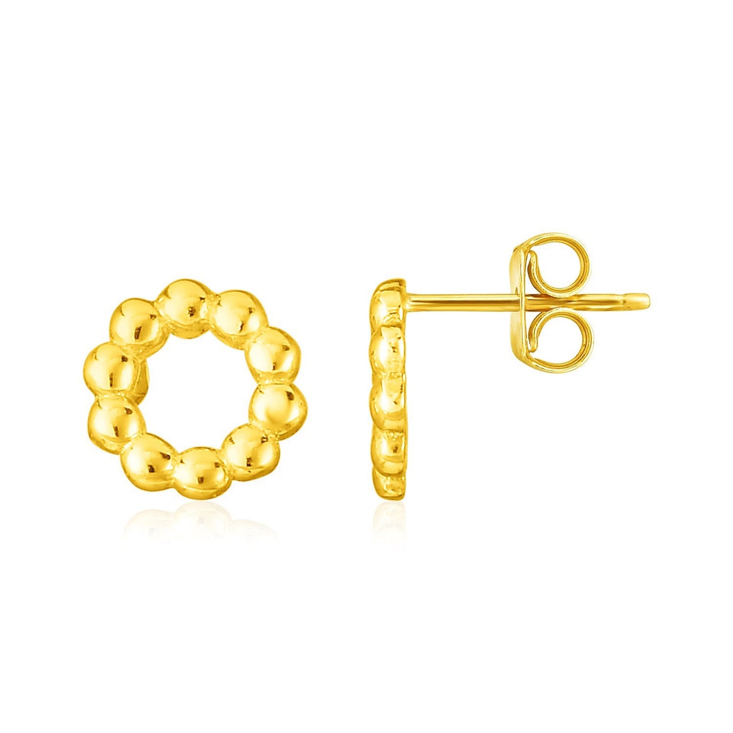 Pendientes de círculo con cuentas de oro amarillo de 14K