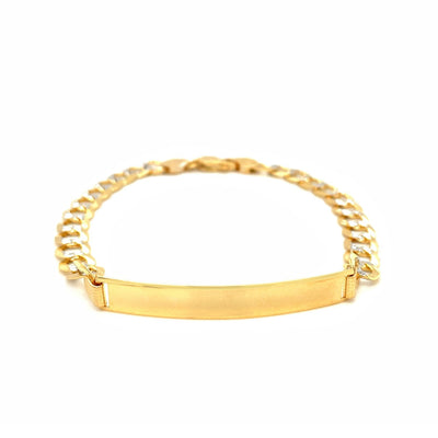 Pulsera de identificación para hombres de oro de dos tonos de 14k