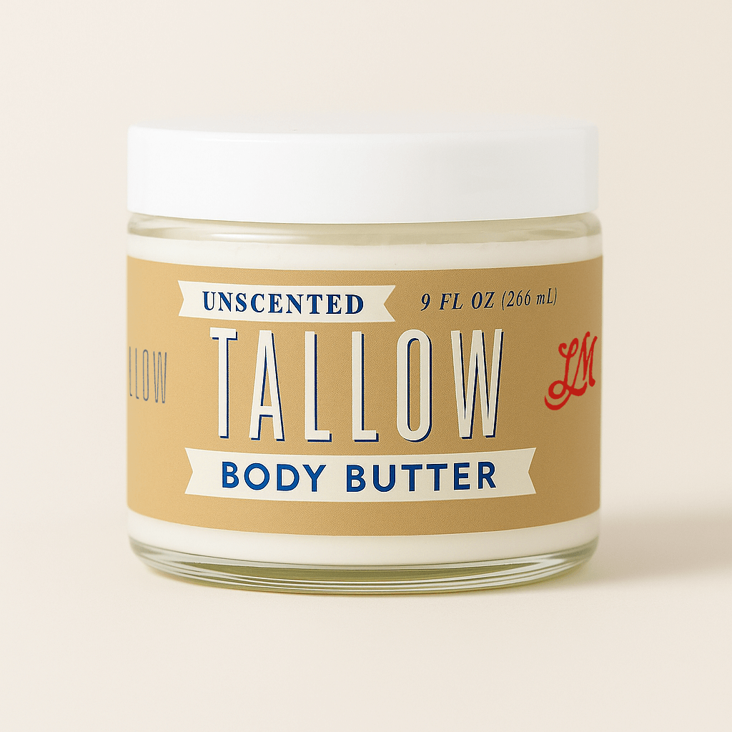 Trío de Cuidado de Piel de Tallow Sin Fragancia - Hidratante Batido, Manteca Corporal y Bálsamo