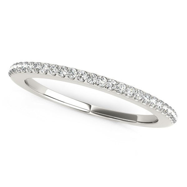 14k White Gold Pave Scallop Setting Diamond Wedding Band