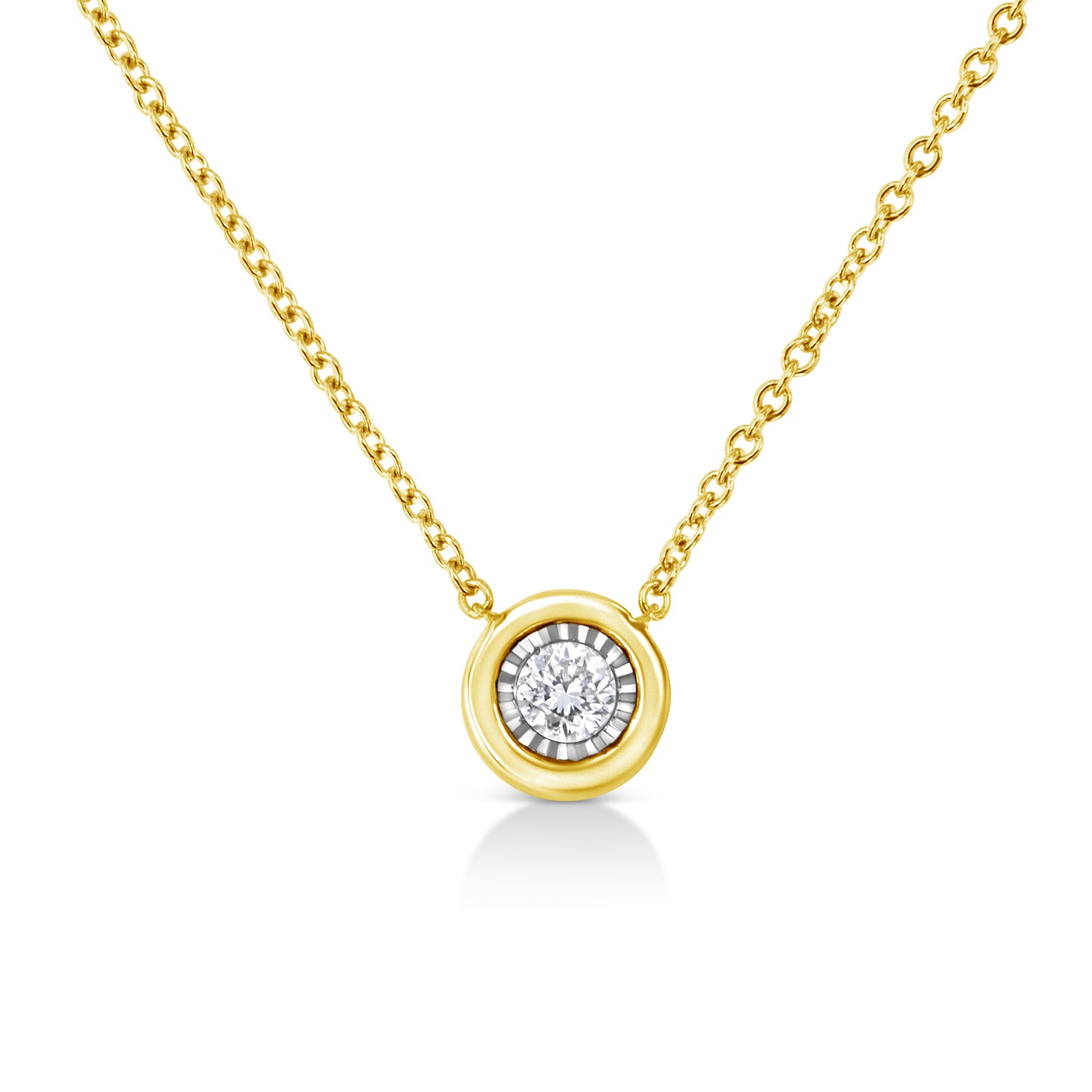 Collar de Pendiente de Diamante de Plata Esterlina Baño de Oro de 10K