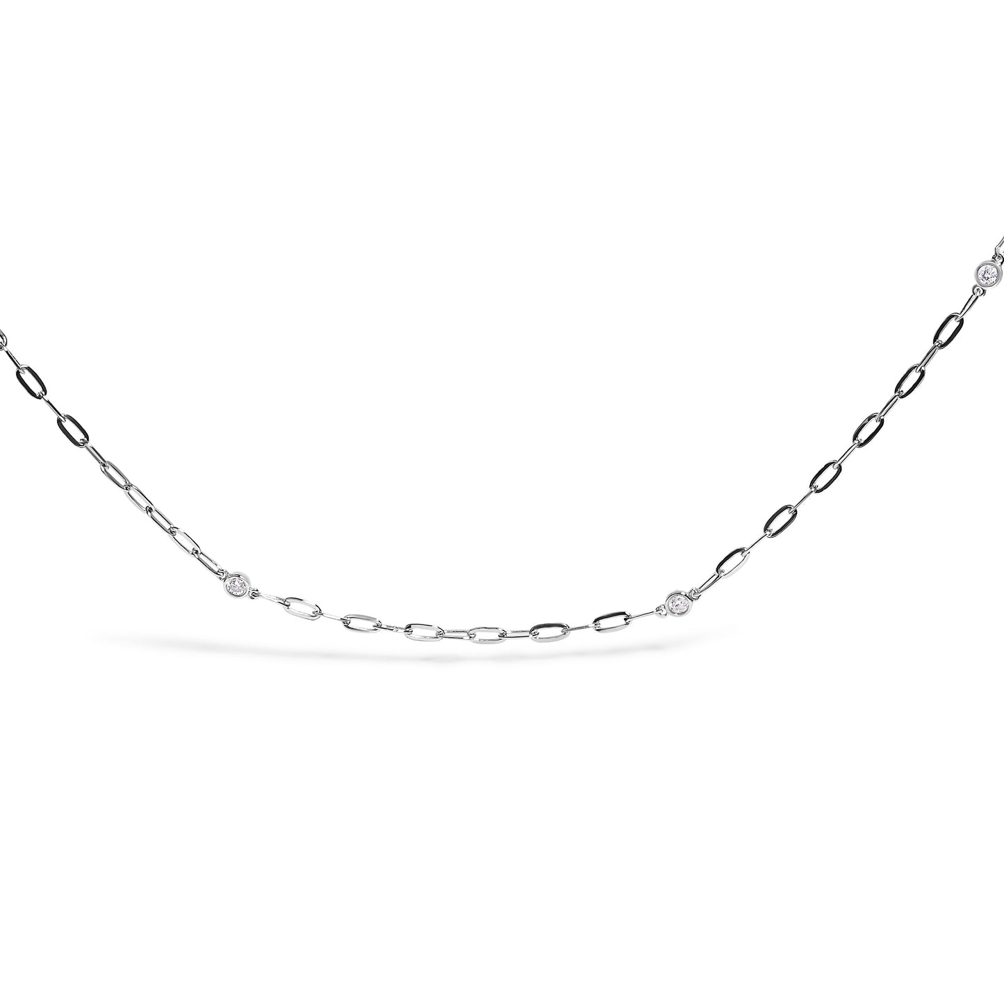 Collier en diamant à 11 stations en or blanc 14K avec sertissage en chaton