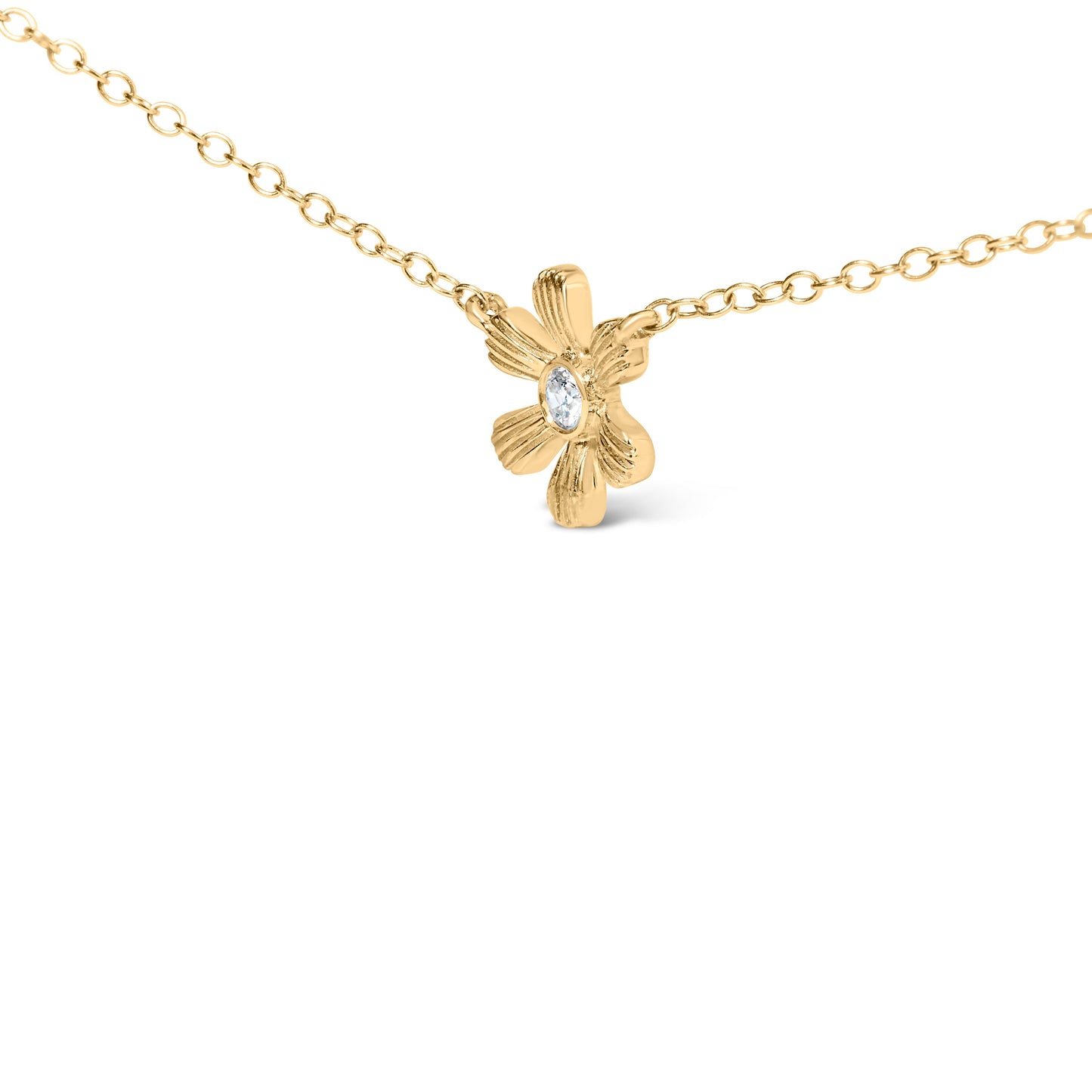 Collar de Cadena Floral de Diamantes en Oro Amarillo de 10K
