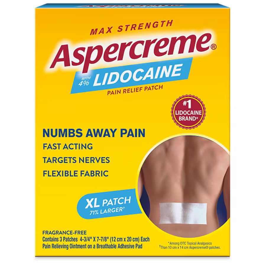 Patches de soulagement de la douleur au lidocaïne premium - Force maximale 4% lidocaïne, 3 unités