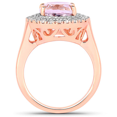 5.48 Carat Kunzite and White Topaz Sterling Silver Engagement Ring