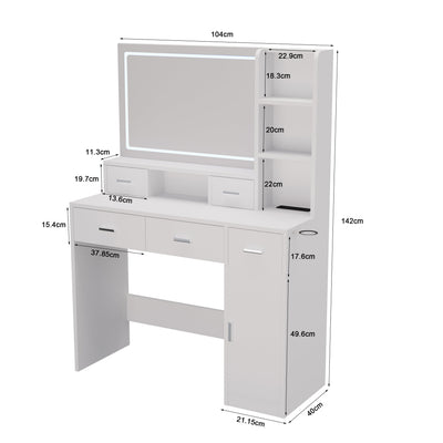 Smart mirror dressing table with drawers and storage cabinets, dressing table with bedroom dressing table, changing room - Korvel
