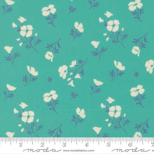 Tela de Flores Astoria Turquesa Cannon Beach - 44"/45" por Yarda