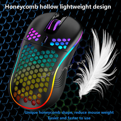 Souris de jeu sans fil 2.4G - Souris légère avec lumières lumineuses