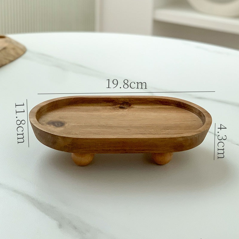 Entrance foyer storage tray aromatherapy glasses placement tray oval wooden ornament household tray - Korvel