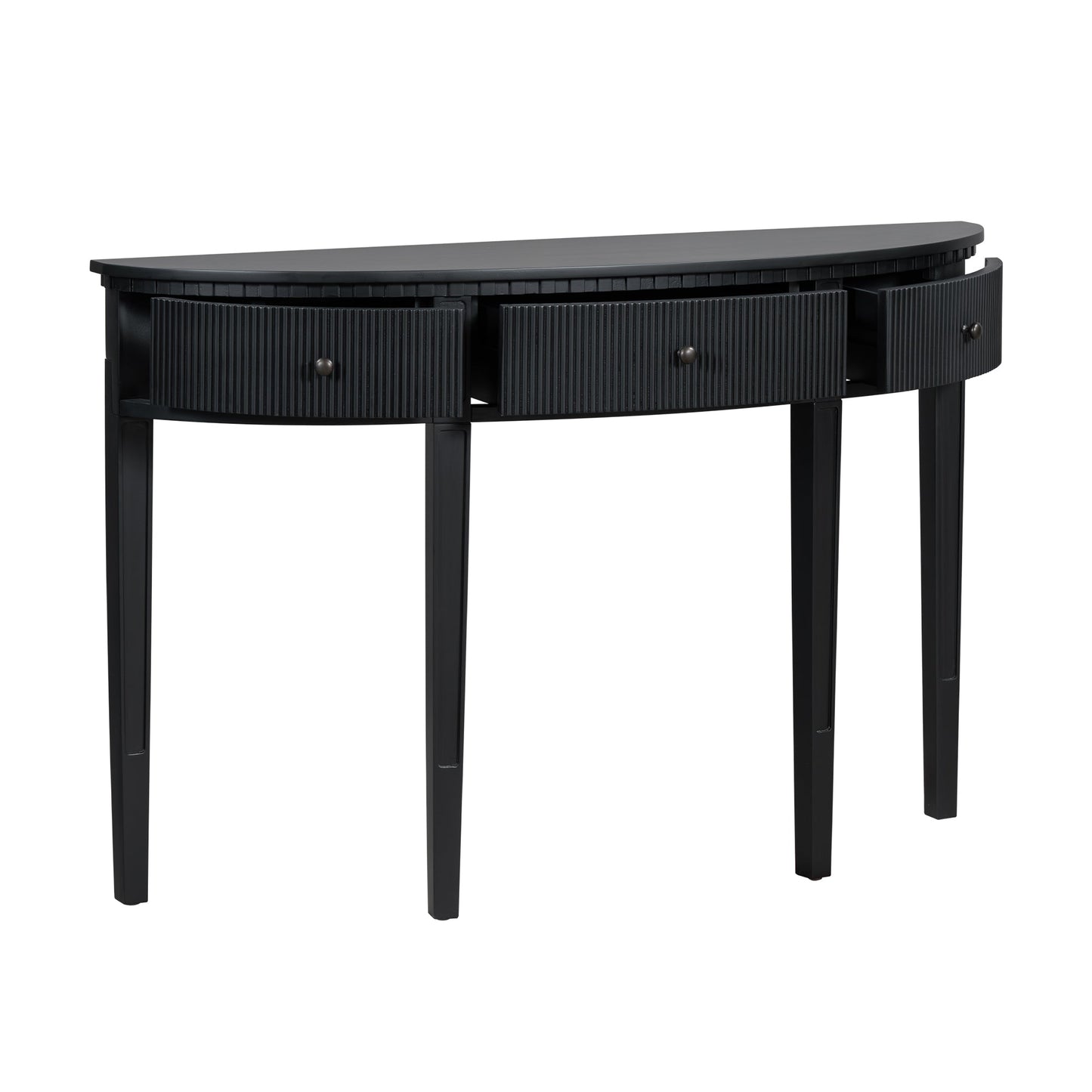 U-Style Distinctive Features of Pine Veneer Console Table with Vertical Stripe Drawer Fronts and Four Legs - Korvel