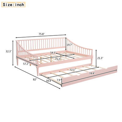 Full Size Pink Daybed with Trundle and Support Legs