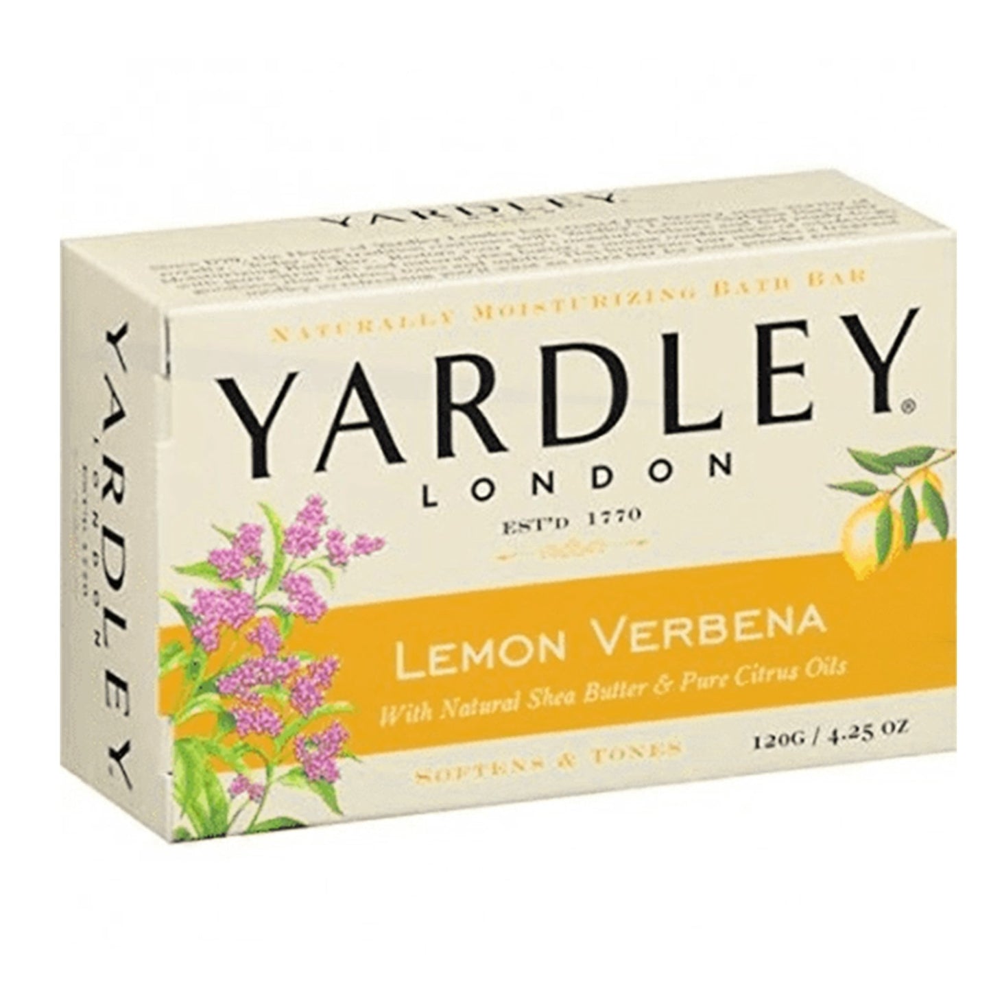 Yardley London Lemon Verbena Bath Bar – Refreshing Clean, 4 oz