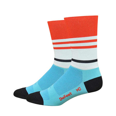 DeFeet Aireator 6" Athletic Socks - Light Blue/Poinciana, Size M