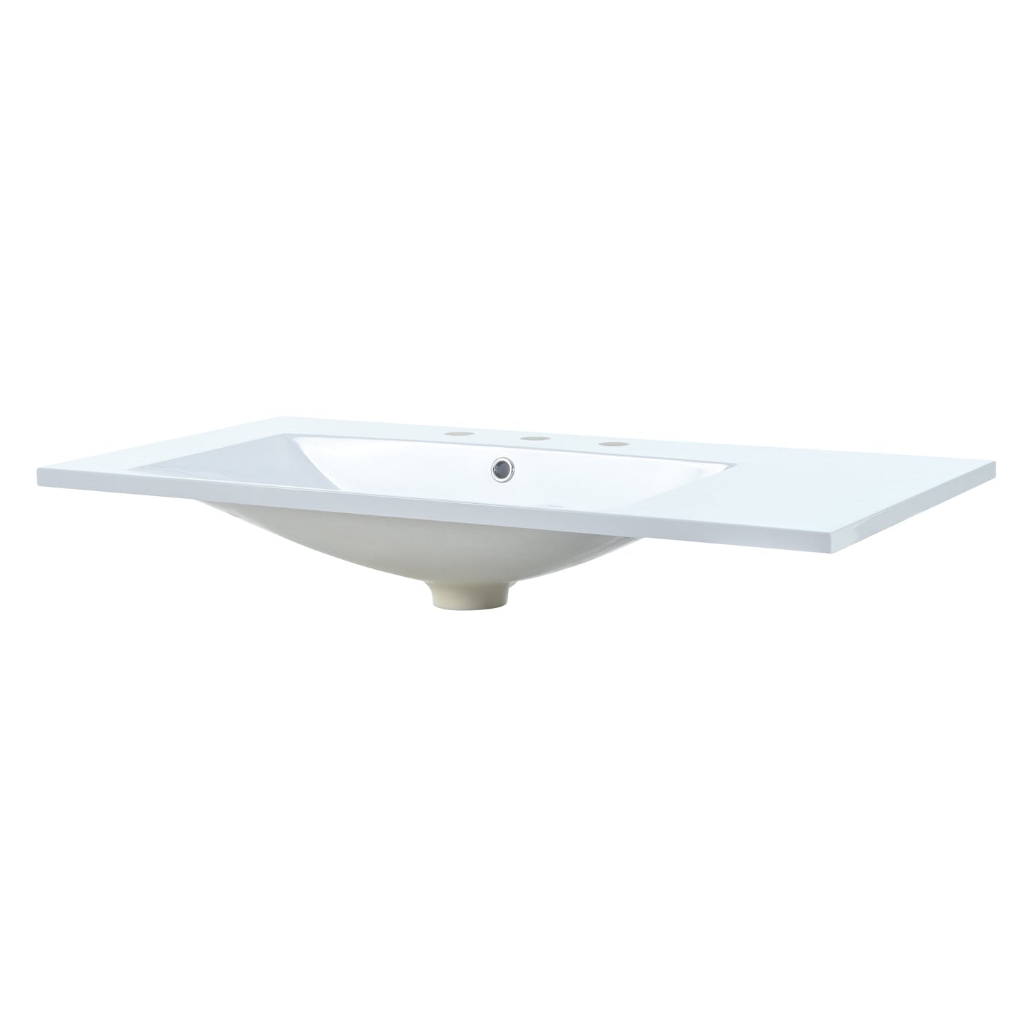 36" Single Bathroom Basin Sink, Left Offset Sink Vanity Top Only, 3-Faucet Holes, Resin - Korvel
