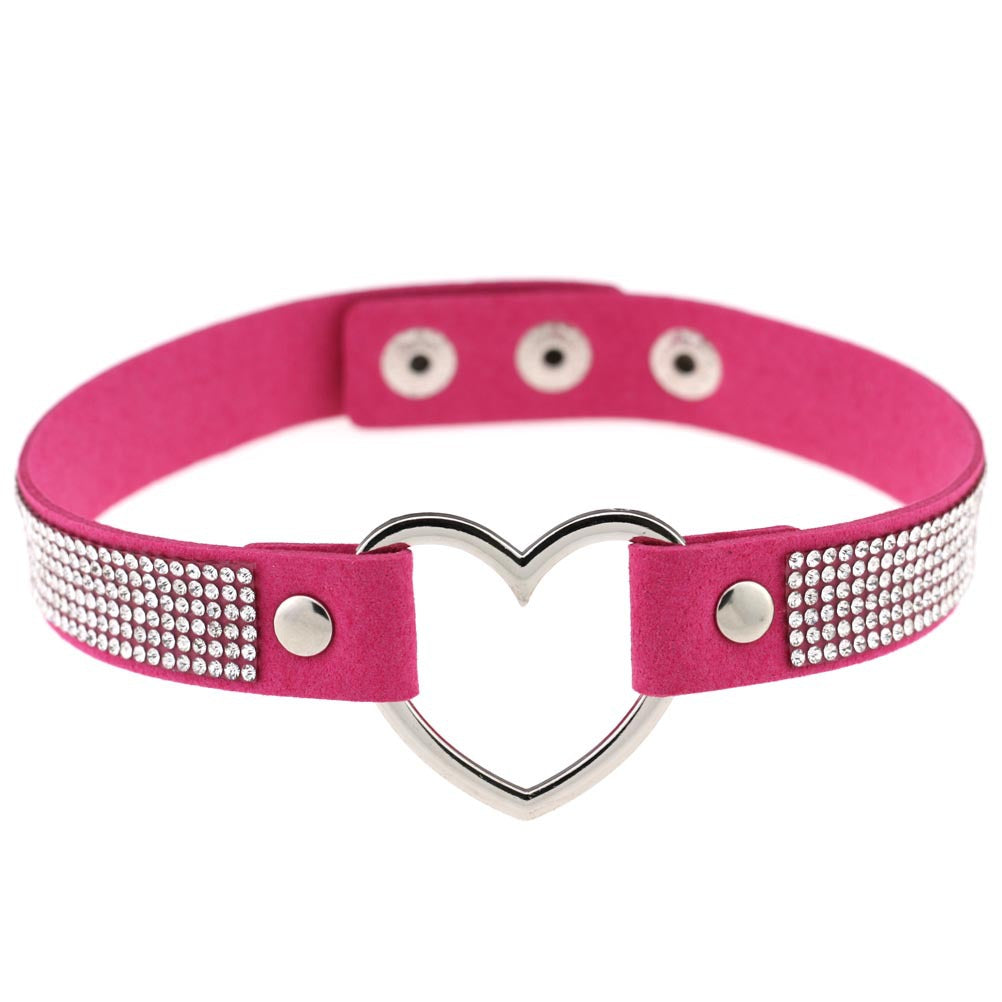 Collar de Rhinestone en Forma de Corazón Harajuku