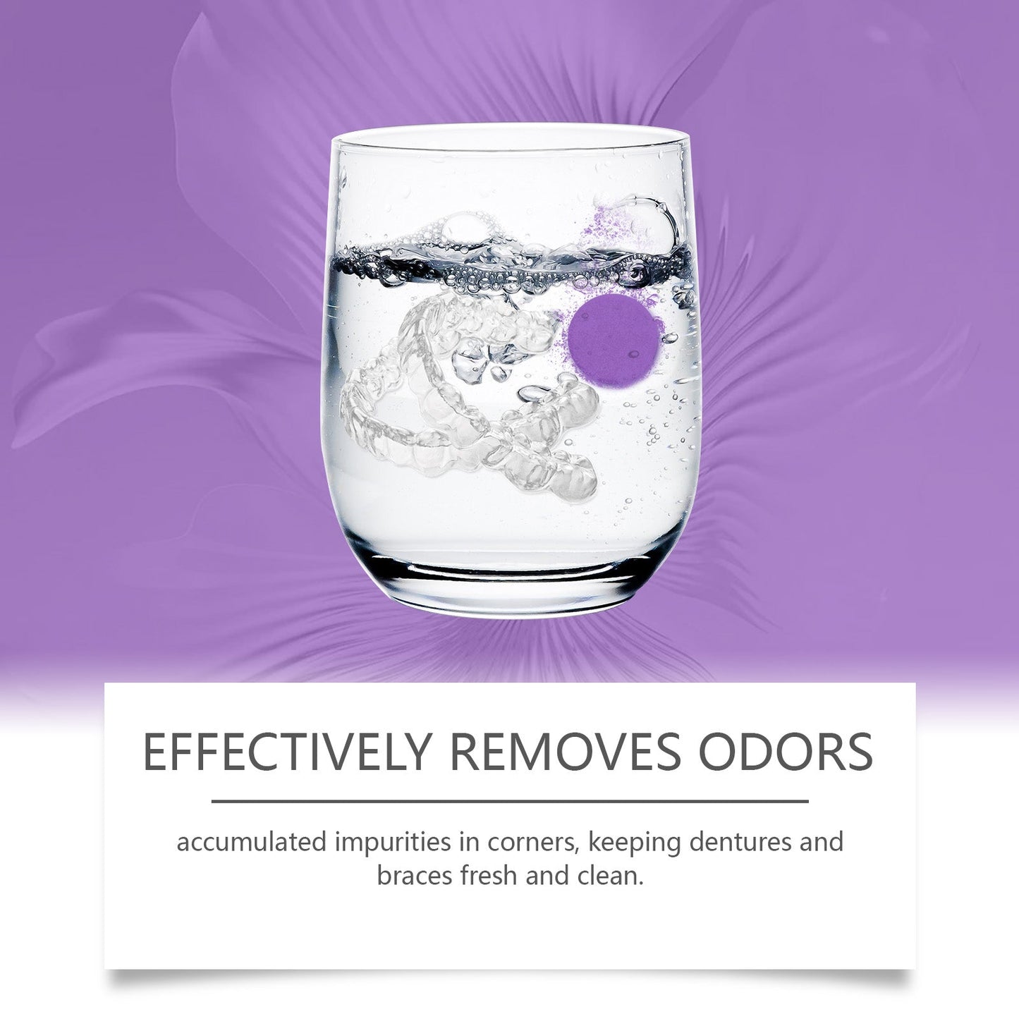 Purple Denture Retainer Cleaning Tablet Cleans Stains Tartar Deposits Dental Retainer Odor Cleaning Tablet - Korvel