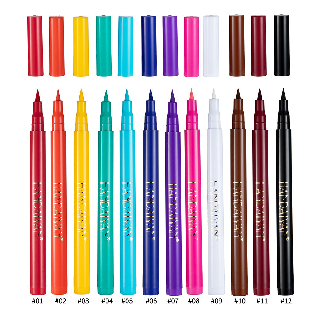 HANDAIYAN 12 Color Matte Eyeliner Set - Quick-Drying & Smudge-Resistant
