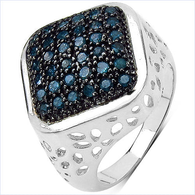 Bague de fiançailles en argent sterling avec diamant bleu véritable de 0,54 carat