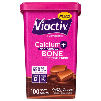 Viactiv Supplément de Calcium Plus Vitamine D Bonbons Mous - Chocolat au Lait - 100ct