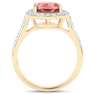 2.71 Carat Royal Pink Tourmaline & Diamond 14K Gold Ring