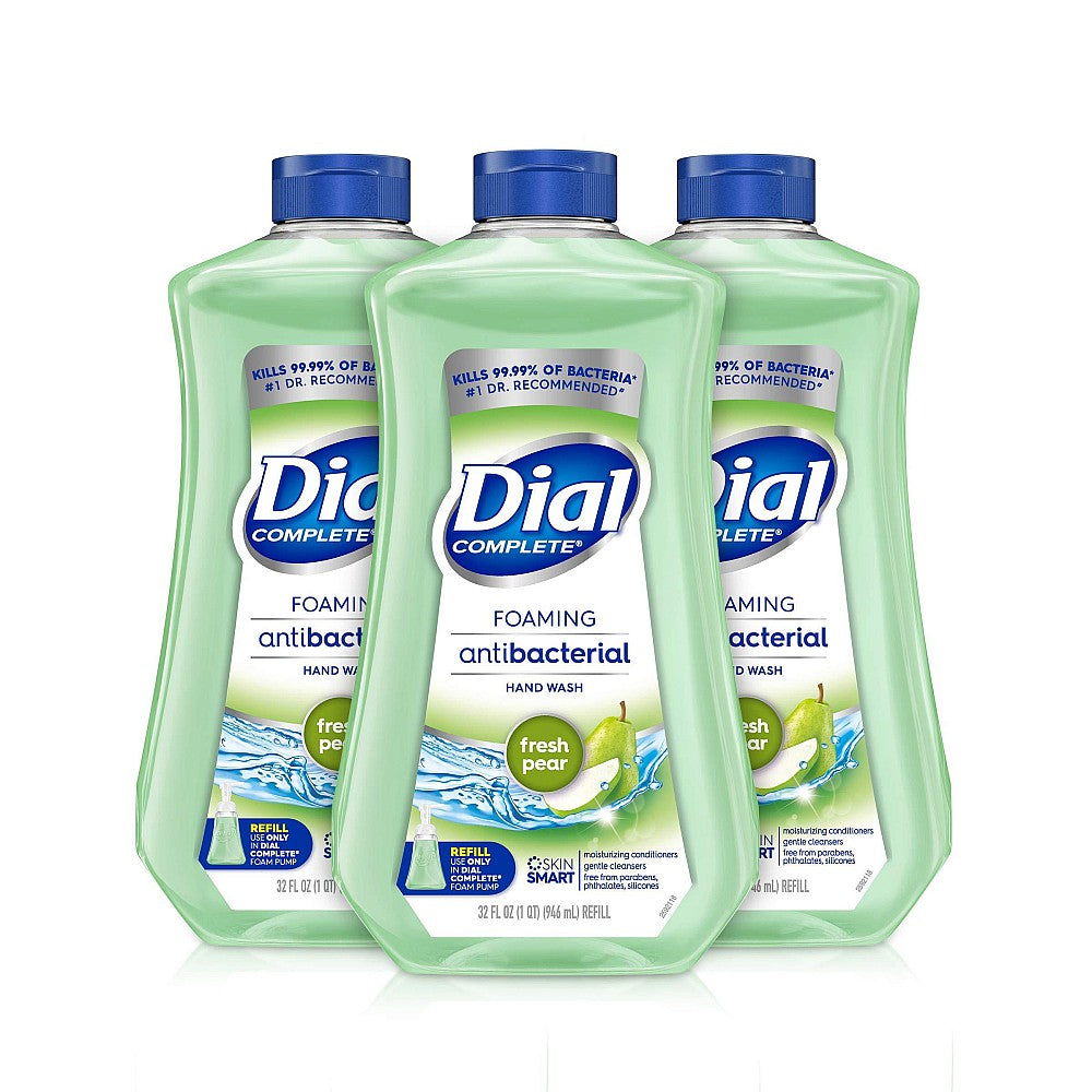 Recarga de Jabón de Manos Espumoso Antibacteriano Dial Complete - Pera Fresca - 32 Fl Oz
