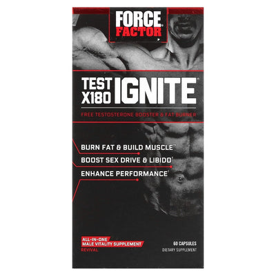 Force Factor Test X180 Ignite - Amplificateur de testostérone et brûleur de graisse