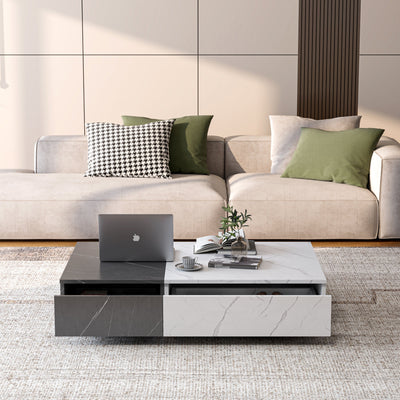 Modern style black and white coffee table with two storage spaces - Korvel