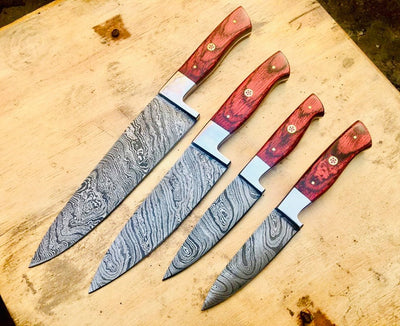 Exquisite Custom Damascus Steel Kitchen Knife Collection - Korvel