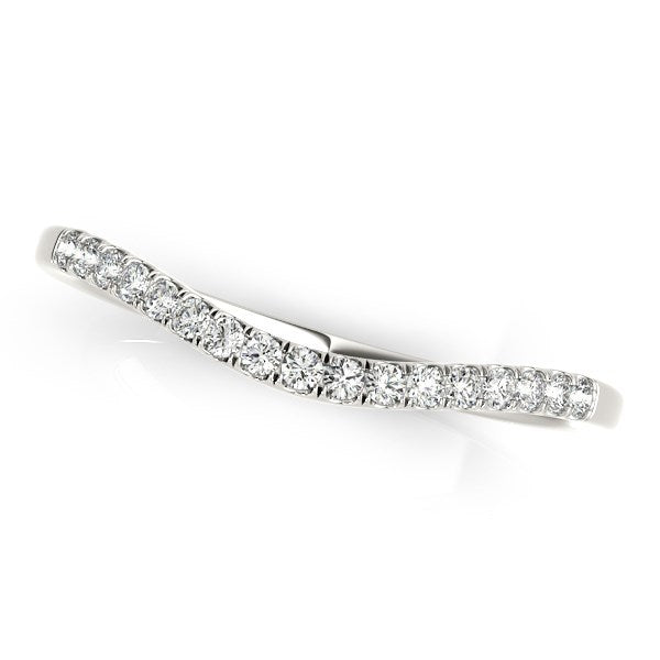 Bague de mariage en diamant courbée douce en or blanc 14k