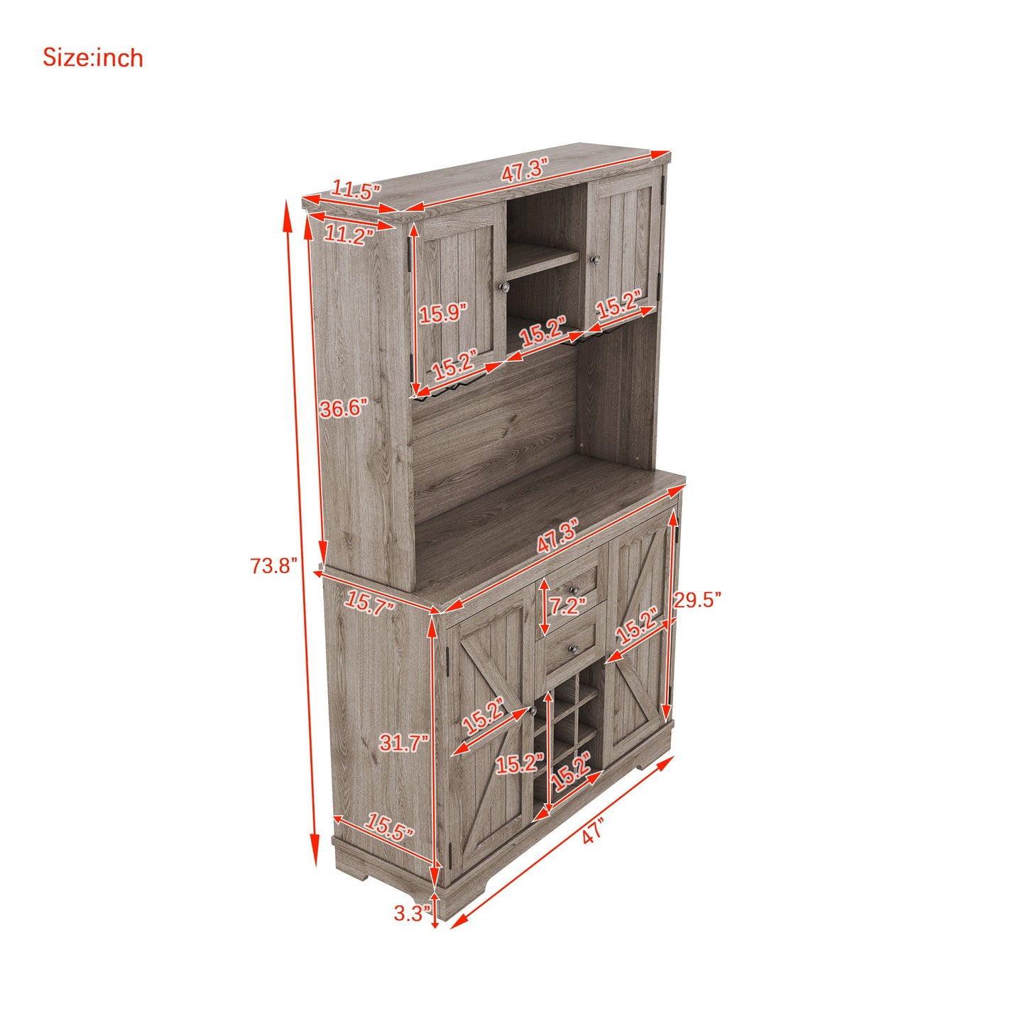Coffee bar cabinets, kitchen cabinets with storage rooms, farmhouse wine cabinets with drawer racks and cabinets, dining cabinet - Korvel