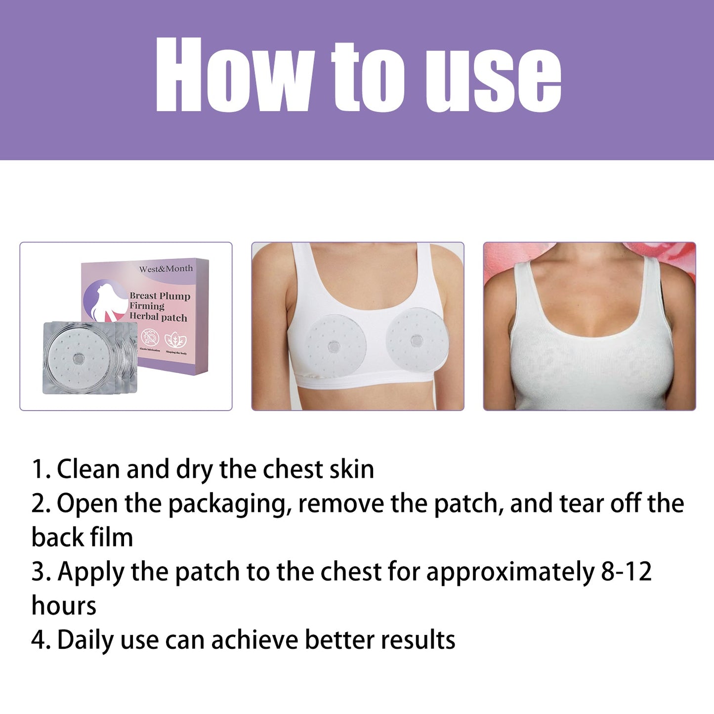 Breast Plump Firming Herbal Patch, Women's Breasts Plump Anti-sagging Breast Massage Care Patch - Korvel