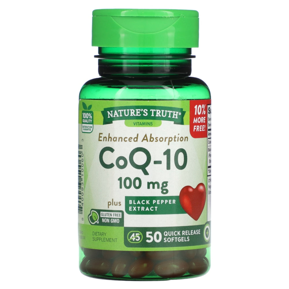 Nature's Truth CoQ-10 + Extracto de Pimienta Negra Softgels - 100mg