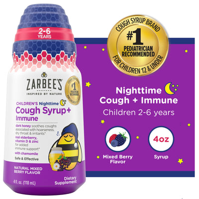Zarbee's Children's Nighttime Cough Syrup + Immune - Natural Mixed Berry