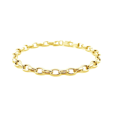 Pulsera Ovalada Rolo de Oro Amarillo de 14k - 4.6mm de Ancho