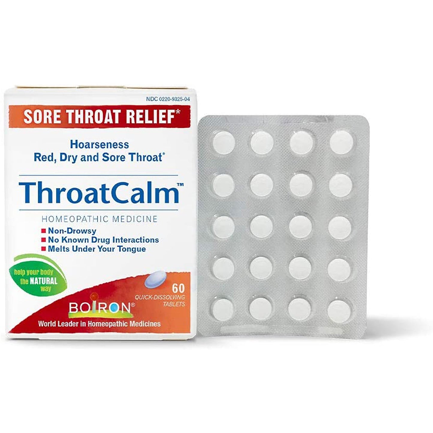Boiron ThroatCalm Homeopathic Tablets for Sore Throat Relief