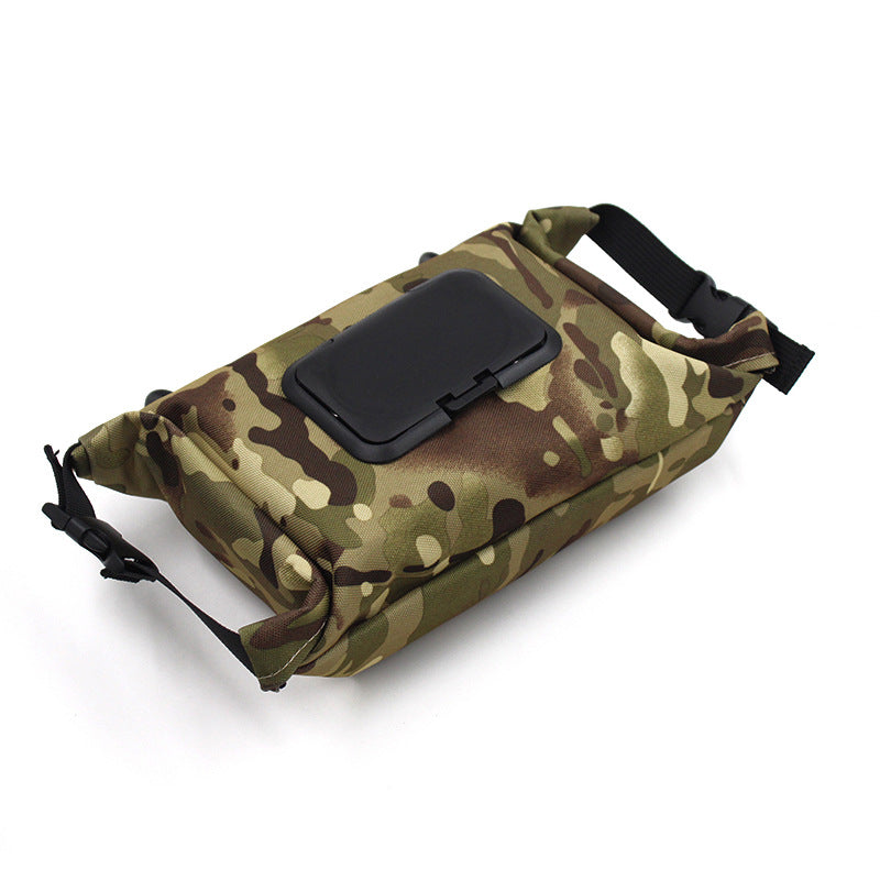 Outdoor camping wet tissue paper box camouflage waterproof canvas tissue bag square hand-held tissue storage bag - Korvel