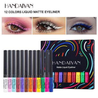 Color Eyeliner Matte Quick Drying Liquid Eyeliner Does Not Smudge 12 Boxes - Korvel