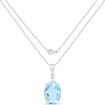 11.25 Carat Genuine Swiss Blue Topaz Pendant in Sterling Silver