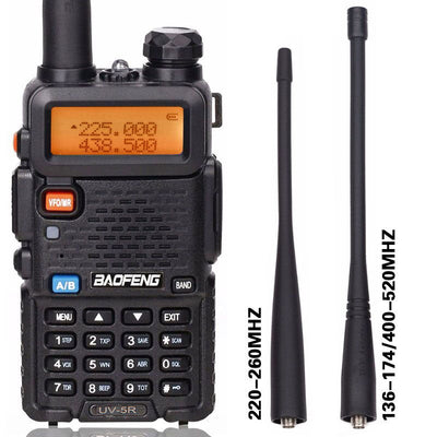 BaoFeng BF-UV5R Tri-Band Walkie Talkie 136-174Mhz 220-260Mhz/400-520Mhz+2 AntennaTwo Way Amatuer Portable ham Radio up of UV-5R - Korvel