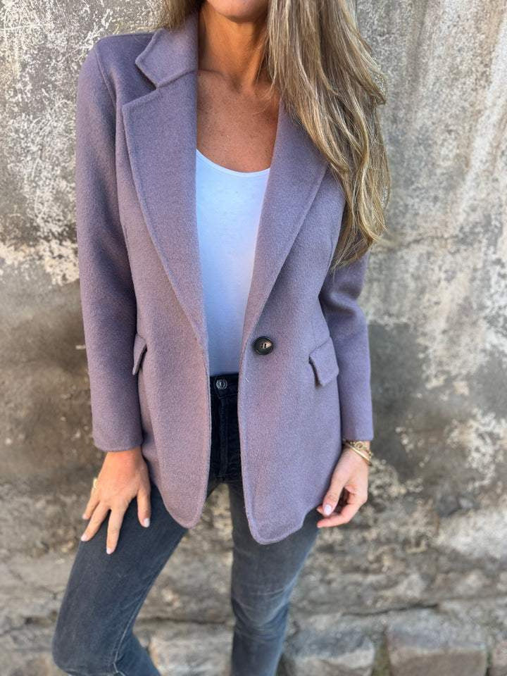 Ins Button Lapel Short Blazer Winter Fashion Commuter Jacket Outwear Women's Clothing - Korvel