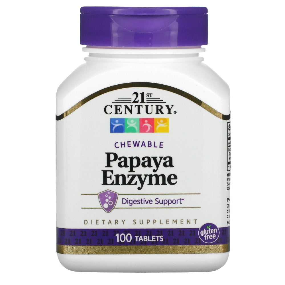 Comprimés à mâcher d'enzyme de papaye 21st Century® pour le soutien digestif