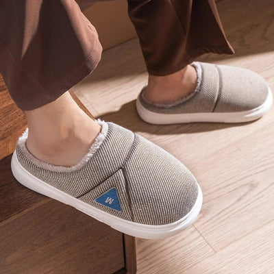 Premium Solid Striped Fleece Slippers for Cozy Comfort