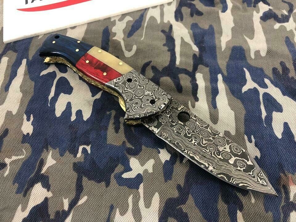 Texas Pride Damascus Steel Folding Pocket Knife - Korvel