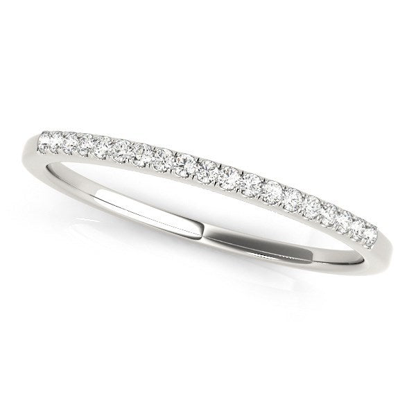 14k White Gold Round Thin Diamond Wedding Band