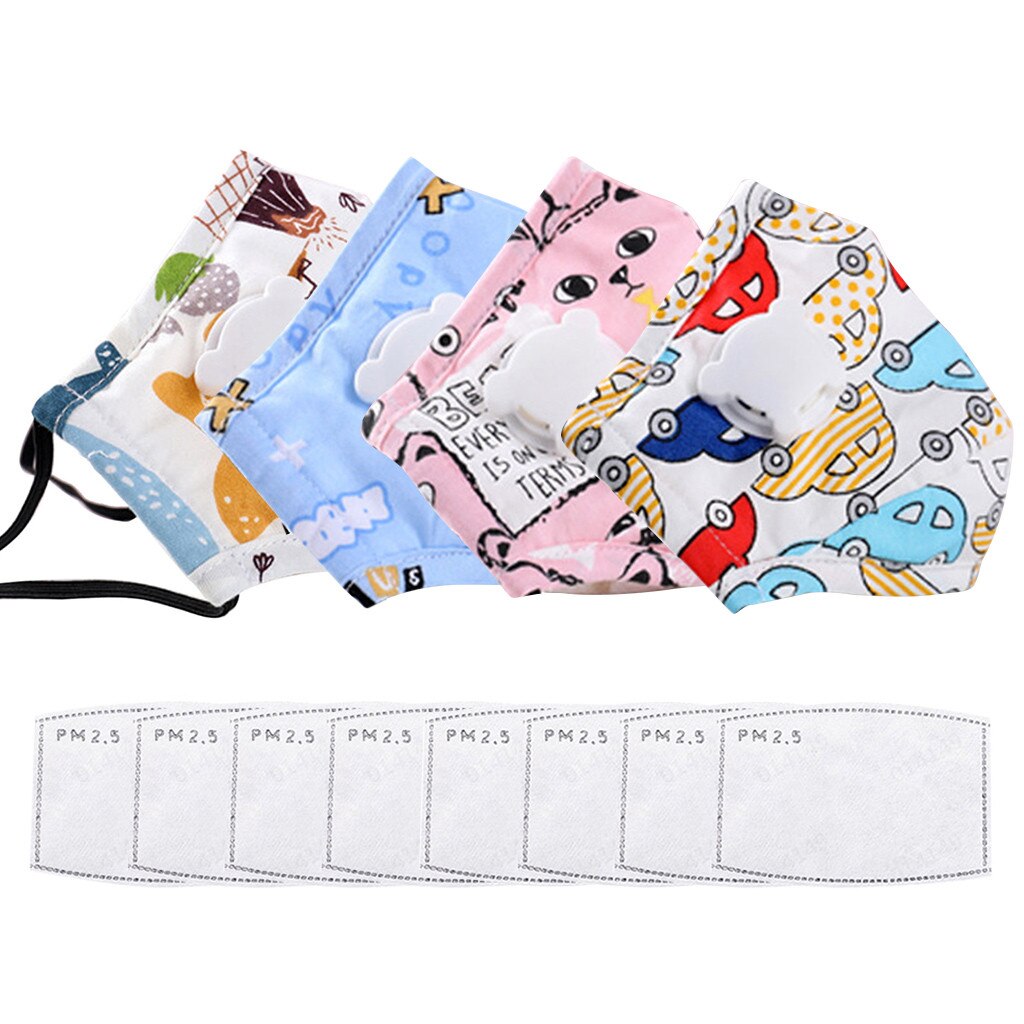 4pc Children Facemask + 8pc Filters Cartoon Kids Maske Face Cover - Korvel